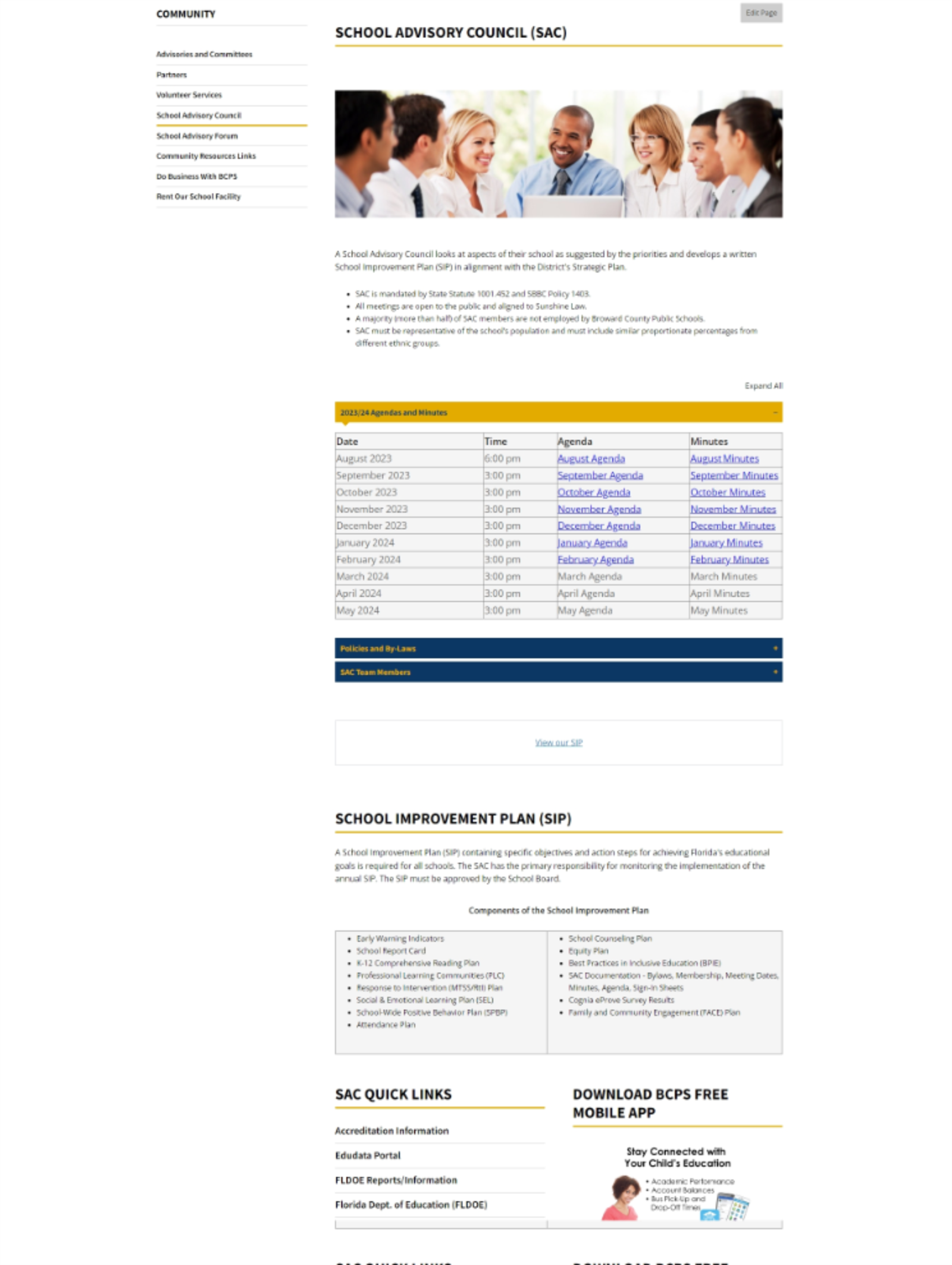 School Advisory Council Page